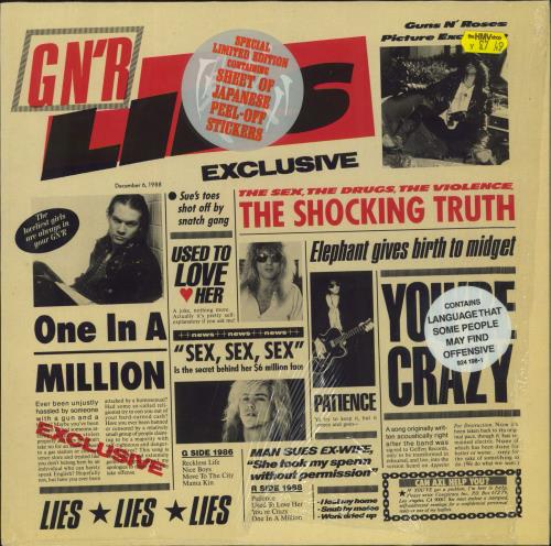 Guns N Roses GN'R Lies + Stickers German vinyl LP album (LP Guns N Roses GN'R Lies + Stickers German vinyl LP album (LP